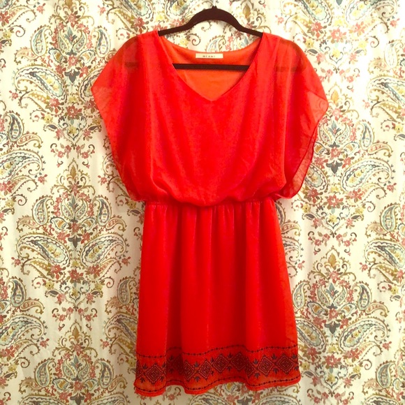 miami Dresses & Skirts - Coral Color Embridered Mini Dress